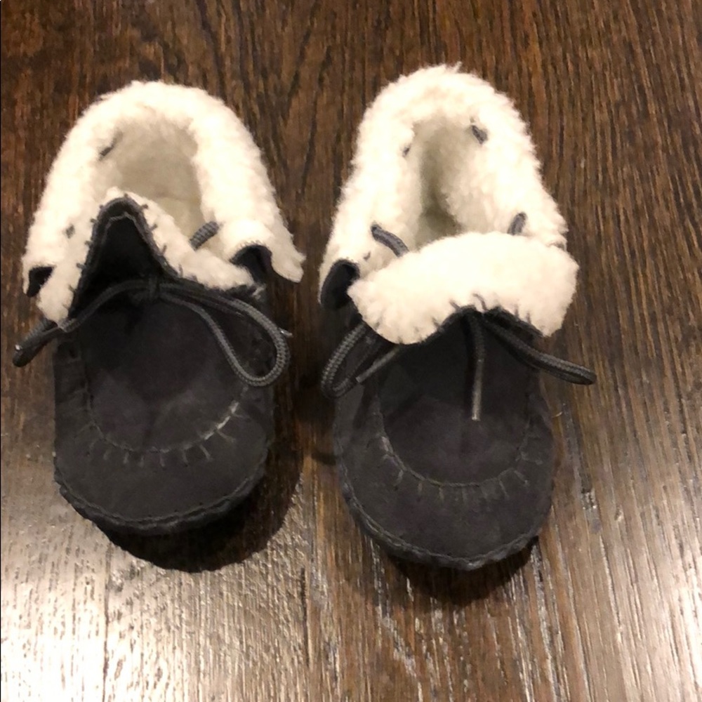 Baby suede and shearling booties